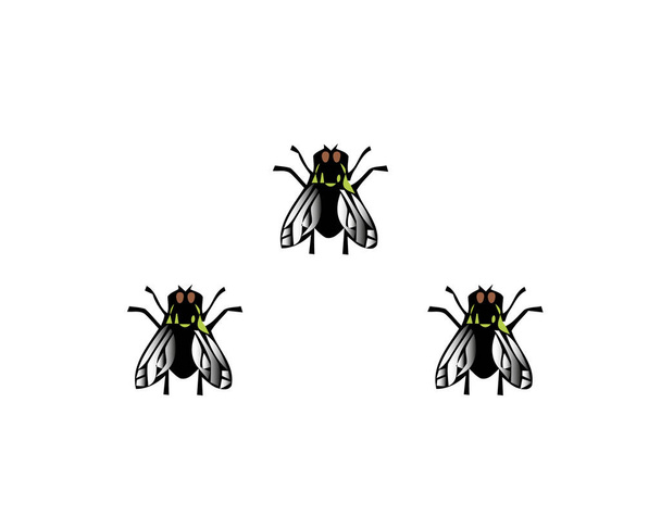Vector illustratie huis vliegen insecten zwarte vliegen geïsoleerd op witte achtergrond. - Vector, afbeelding