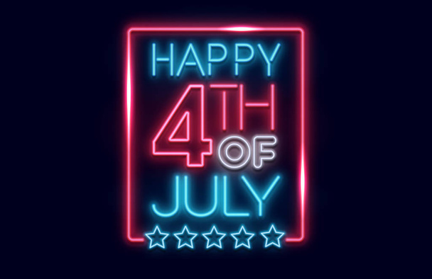 Independence Day 4th of July neon vector banner display - Vector, Image