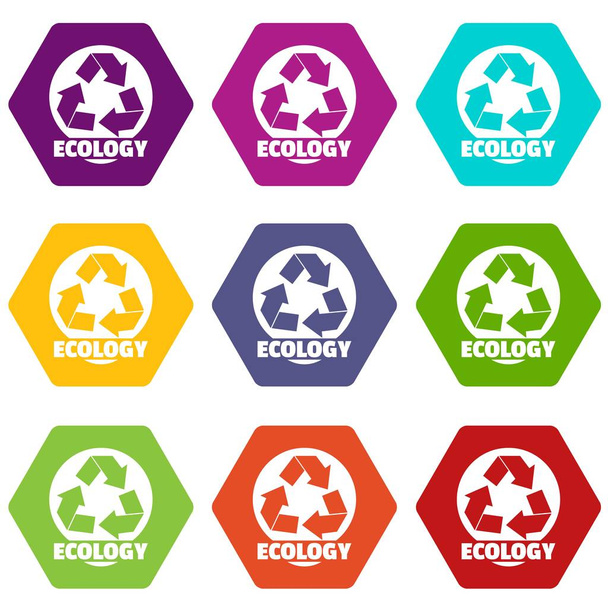 Recycling icons set 9 vector - Vettoriali, immagini