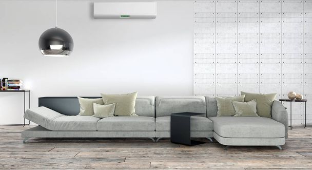 Interior moderno con ilustración de renderizado 3D de aire acondicionado
 - Foto, imagen