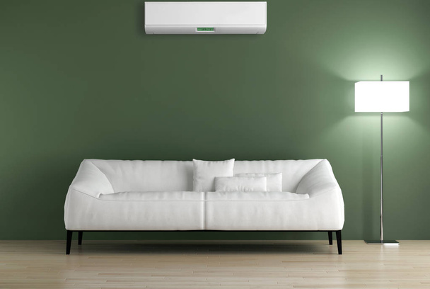Interior moderno con ilustración de renderizado 3D de aire acondicionado
 - Foto, imagen