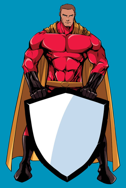 Superhero Holding Shield No Mask - Vettoriali, immagini