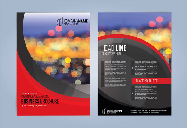Black and Red Business Brochure. Leaflets Template. Cover Book, Magazine. Vector illustration - Vector, Image