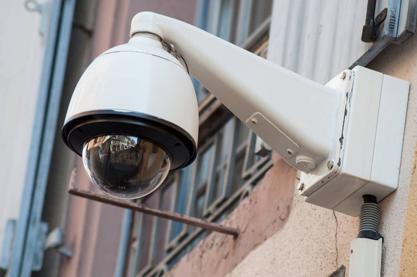 closeup of security camera on building facade - Photo, Image