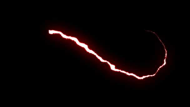 loopable RED neon Lightning bolt infinity symbol shape flight on black background animation new quality unique nature light effect video footage - Footage, Video