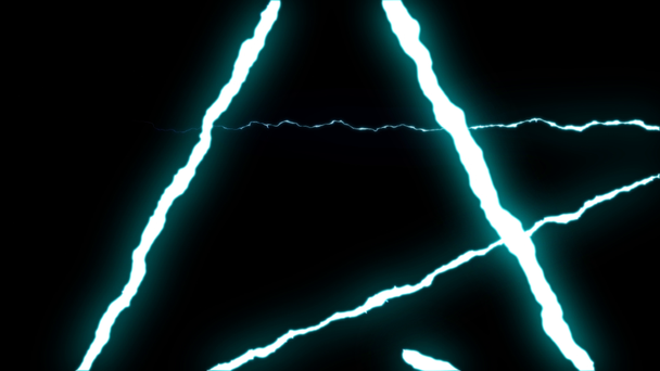 Schlupflöcher blau Neon Blitz Stern Symbol Form Flug auf schwarzem Hintergrund Animation neue Qualität einzigartige Natur Licht Effekt Videomaterial - Filmmaterial, Video
