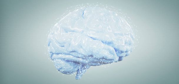 Ansicht eines 3D-Renderings künstlichen Gehirns isoliert auf einem Hintergrund - Foto, Bild