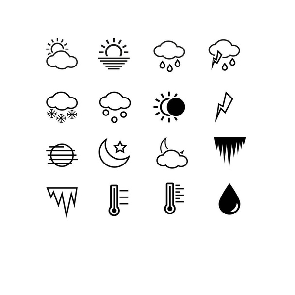 Простой набор значков связанных векторных линий. Содержит такие иконы, как погода, снег, дождь, град, солнце и многое другое. 48х48 пикселей
 - Вектор,изображение