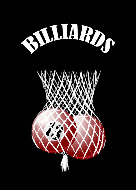 Billiard balls lie in the mesh pocket - Vector, Image