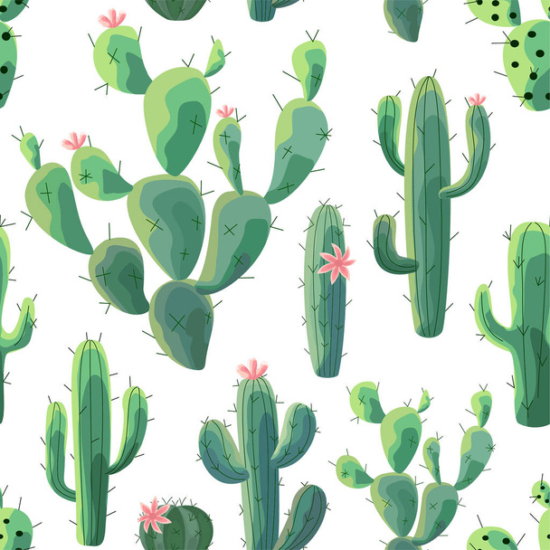 Cactus pattern. Vector seamless texture. - Vecteur, image