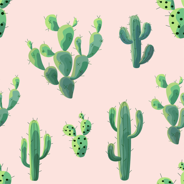 Cactus pattern. Vector seamless texture. - Vecteur, image