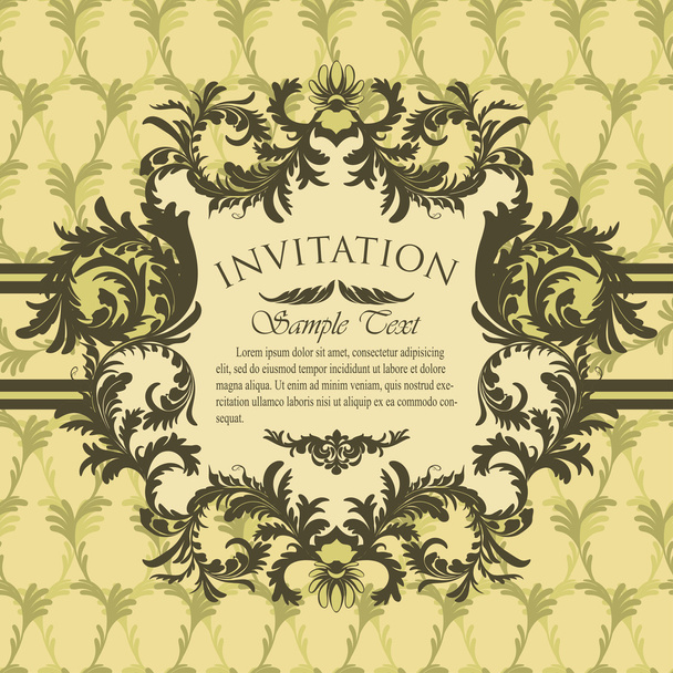 Carte d'invitation vintage avec cadre floral antique
 - Vecteur, image
