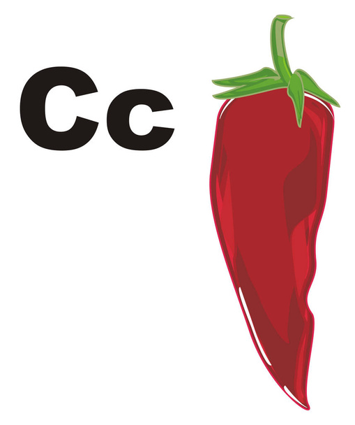  red chili pepper and letters c  - Valokuva, kuva
