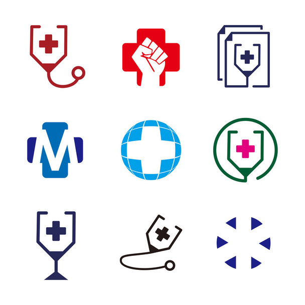 Medische kruis ingesteld Logo element. Corporate branding identiteit ontwerpsjabloon. Medische cross design collectie. Vectorillustratie - Vector, afbeelding