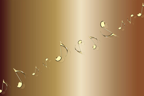 brown background with gold musical notes illustration - music theme background - Photo, Image