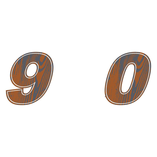 Αριθμός των καφέ χρώμα 9, 0. Εικονογράφηση φορέα σχεδιασμού ξύλου - Διάνυσμα, εικόνα