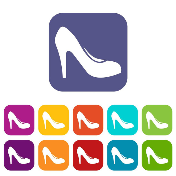 Women shoe with heels icons set - Vector, Imagen