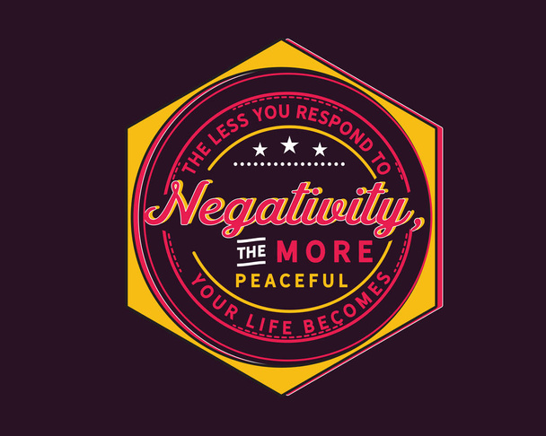 Moins vous répondez à la négativité, plus votre vie devient paisible.
. - Vecteur, image