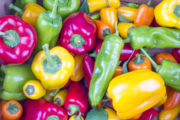 Colorful peppers vegetables backgronud - Photo, Image