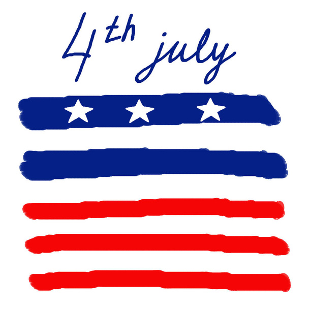 Happy 4th Of July USA Independence Day Text Space Background. Hand drawn illustration. - Photo, image
