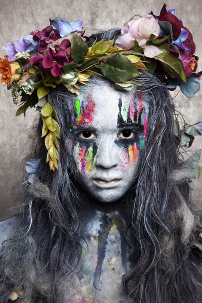 Portrait of witch, body paint - Photo, Image