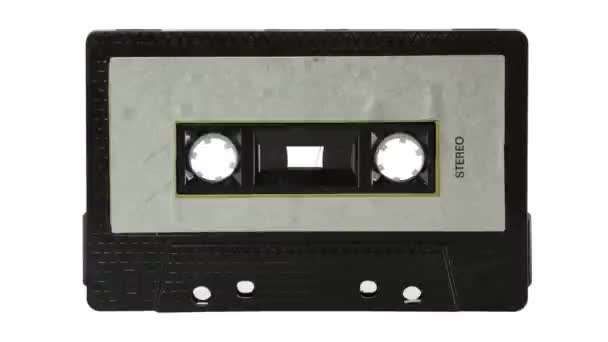 Sequenz alter Audiokassetten in einem Retro-Kassettenspieler - Filmmaterial, Video