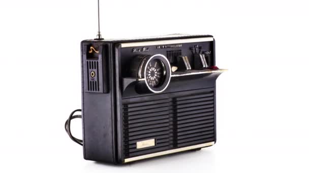 Vintage-Hifi-Ghettoblaster-Radio im Umlauf - Filmmaterial, Video