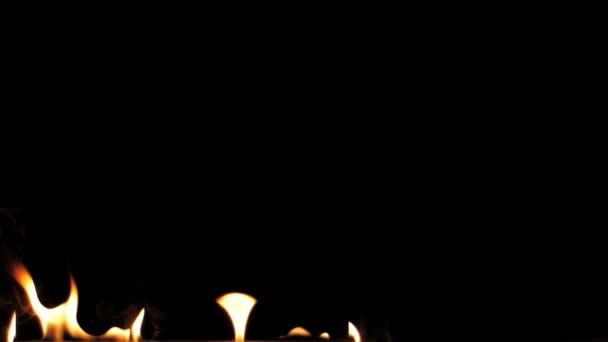Fire Flames Igniting And Burning - Slow Motion. A line of real flames ignite on a black background. Will look great in any fire or grill project. Real fire.  - Footage, Video