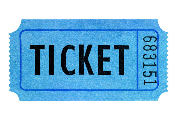 Blue movie ticket isolated on white - Photo, Image