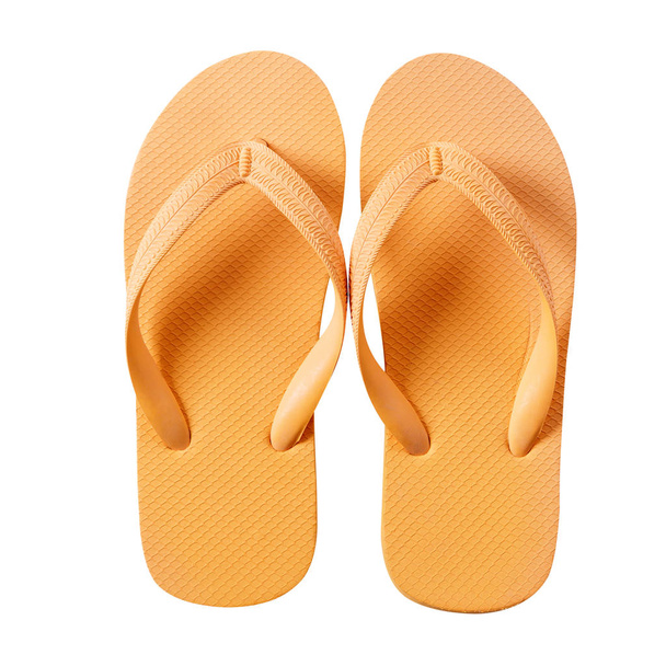 Chancla zapatos de playa amarillos aislados sobre fondo blanco
 - Foto, Imagen