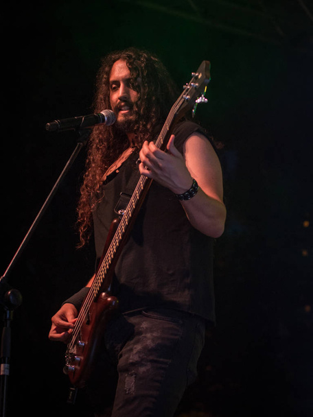 Бергамо, Италия - 29 июня 2018 года: Итальянская пауэр-метал группа LIONSOUL выступает на BIRRANBANDA Festival of Sanpaolo dArgon BG. Фотограф Brambilla Simone Live News
 - Фото, изображение