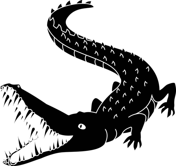 Black crocodile with open mouth - Vector, Imagen