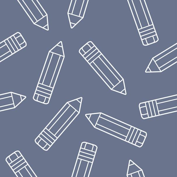 Seamless pattern with white pencils on gray background  - Vector, afbeelding