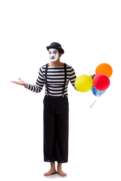 Mime with balloons isolated on white background - Photo, Image