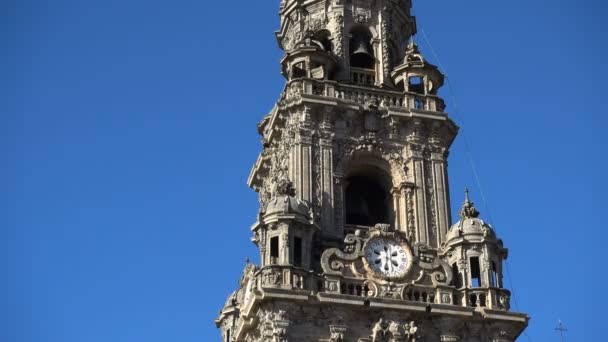 Докладно на задній стороні собор Сантьяго-де-Компостела, Іспанія, кульмінацією маршруту паломництво Каміно-де-Сантьяго, Башта дзвоника - Кадри, відео