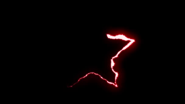 loopable RED neon Lightning bolt STAR symbol shape flight on black background animation new quality unique nature light effect video footage - Footage, Video