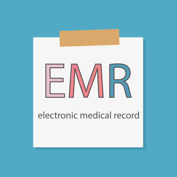 EMR Electronic Medical Record kirjoitettu muistikirja paperi- vektori kuva
 - Vektori, kuva