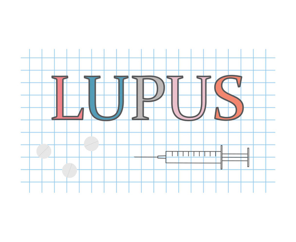 lupus word on checkered paper sheet- vector illustration - Vector, Image