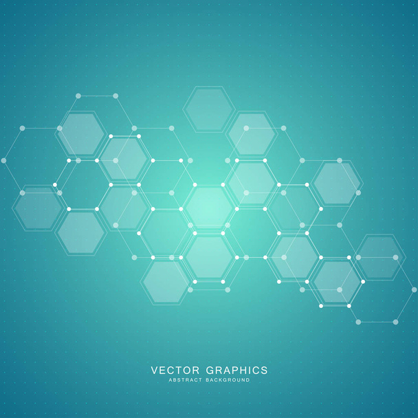 Science abstract background with hexagons and molecules. - Vector, Image