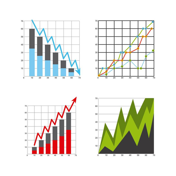 růst ekonomiky statistiky ikony - Vektor, obrázek
