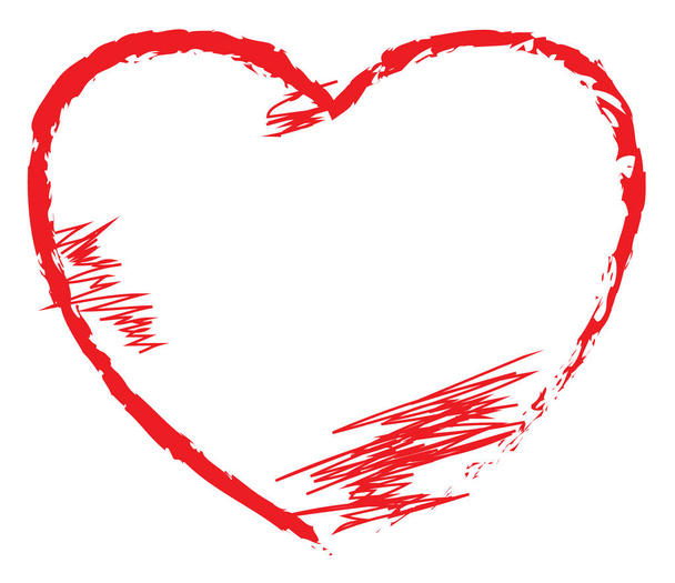 hand draw red heart vector on white background - Vector, Image