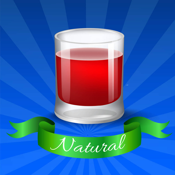 vector glass of juice with raspberry isolated on blue background - Вектор, зображення