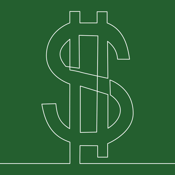 Kontinuální perokresba znak dolaru, vektorové minimalistický ručně nakreslený obrázek - Vektor, obrázek