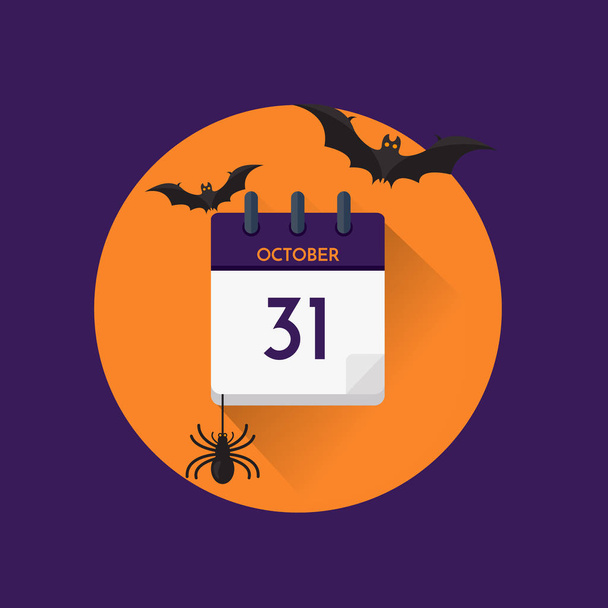 Vector illustration. 31 October calendar for halloween.  Flat icon calendar. - Fotografie, Obrázek