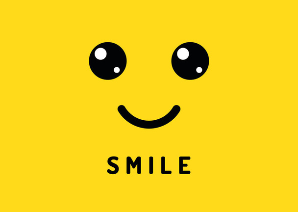 Sorriso feliz. Rosto sorridente no fundo amarelo. Logotipo do riso, banner vetorial engraçado
 - Vetor, Imagem