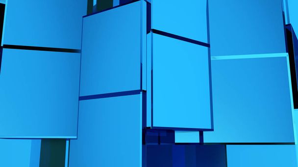 Abstraktní modré krychlových geometrické pozadí futuristické 3d vykreslování počítačová simulace - Fotografie, Obrázek