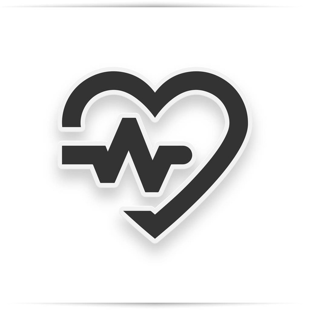 Gray heart icon with sign heartbeat - Photo, Image