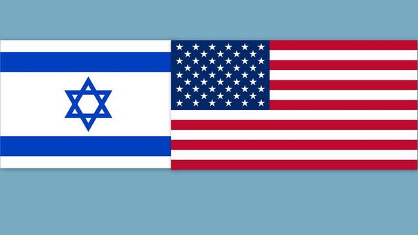 USA and Israel flag on blue background - 写真・画像