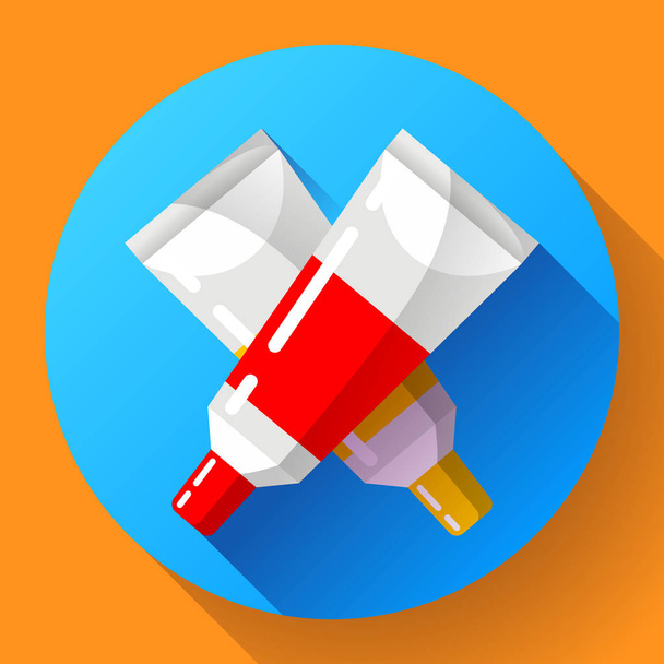 two colorful vector paint tubes icon. - Vektor, obrázek