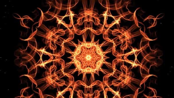 Fractal ardiente con destellos blancos, vídeo abstracto en naranja, rojo y amarillo, buena forma simétrica, zoom fractal vivo
 - Metraje, vídeo